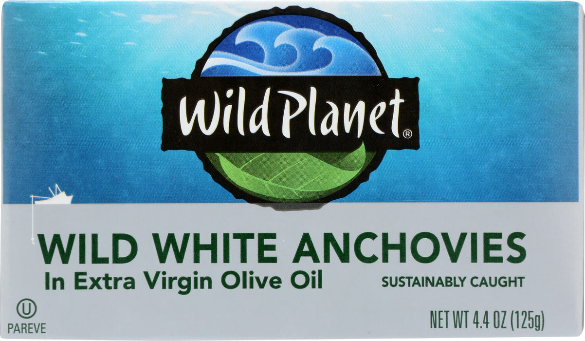 WILD PLANET: Wild White Anchovies In Extra Virgin Olive Oil, 4.4 oz