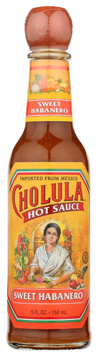 Cholula Sweet Habanero Hot Sauce features a perfect balance of fruity pineapple juice, habanero peppers and our signature spices for an unexpected kick of sweet tropical heat. It will instantly upgrade a margarita and put the wow in your avocado toast, cocktails and wings, too.