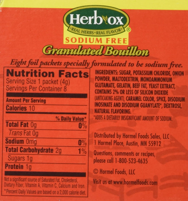 HERB OX: Granulated Beef Bouillon Sodium Free, 1.1 oz