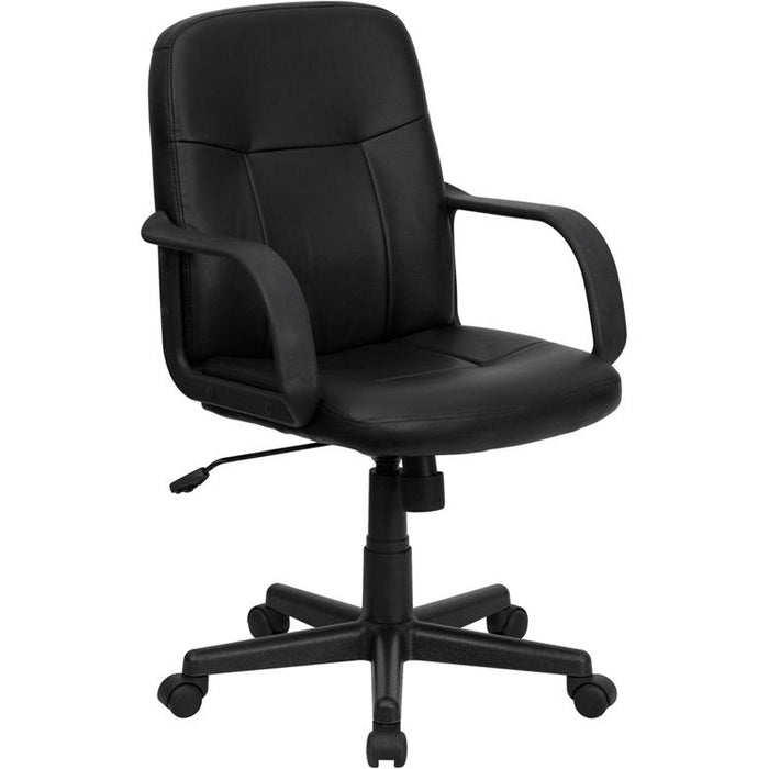 Mid-Back Black Glove Vinyl Executive Swivel Office Chair with Arms