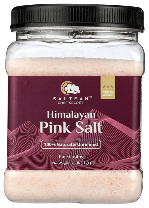 SALTEAN CHEF SECRET: Himalayan Pink Salt Square Grip Jar Fine Grains, 2.2 lb