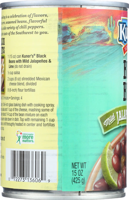 KUNERS: Southwest Jalapeno Black Beans With Lime Juice, 15 oz