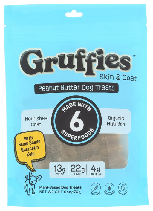 GRUFFIES: Skin and Coat Peanut Butter Dog Treat, 6 oz