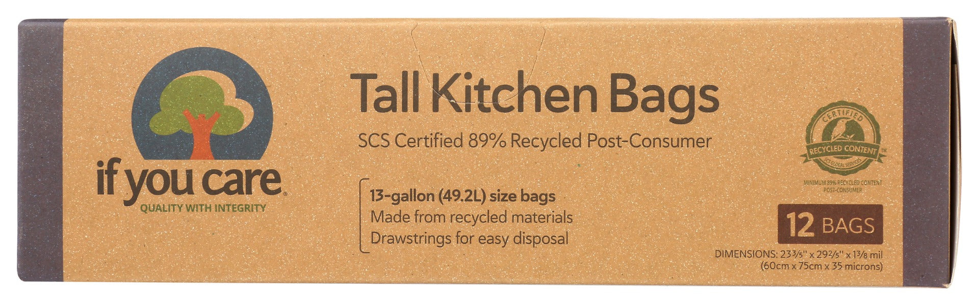 IF YOU CARE: 13 Gallon Compostable Tall Kitchen Bags, 12 bg