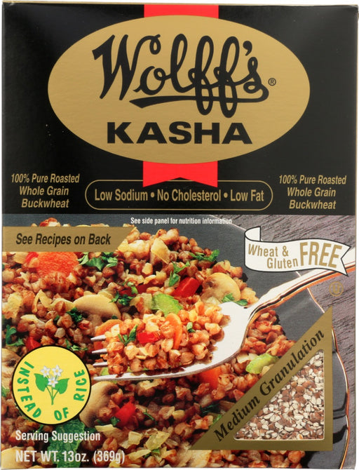 Wolff's Kasha is a delicious pantry staple made with 100% stone-ground buckwheat and passed down through generations! Its nutty, bold and delicious flavor comes from dry roasting hearty buckwheat groats.
Kasha can be steamed, boiled or baked. Add kasha to any meal to enjoy its textured flavor. Plus, it's easy to cook and ready in 10 minutes!