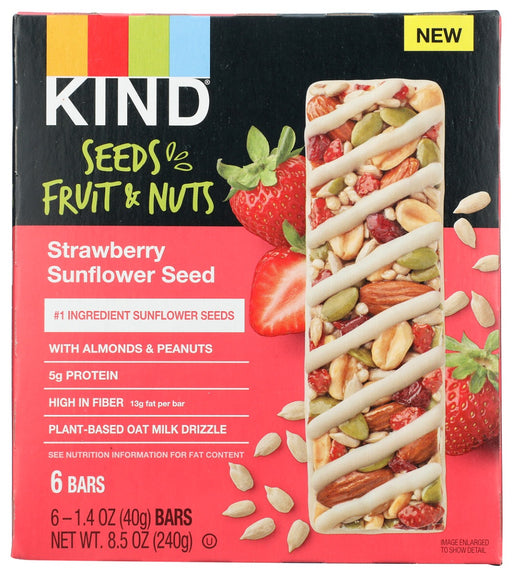 KIND: Seeds Fruit And Nuts Snack Bar Strawberry Sunflower Seed 6 Bars, 8.5 oz