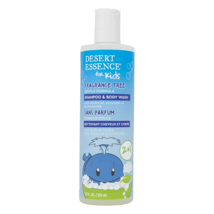 DESERT ESSENCE: Kids Fragrance Free 2in1 Shampoo and Body Wash, 12 fo