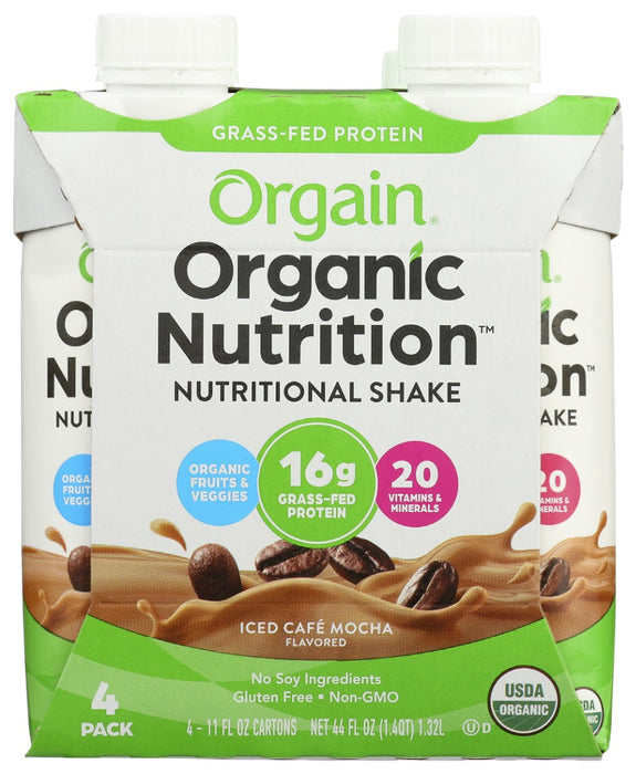 ORGAIN: Organic Iced Cafe Mocha Nutritional Shake 4 count (11 oz each), 44 oz