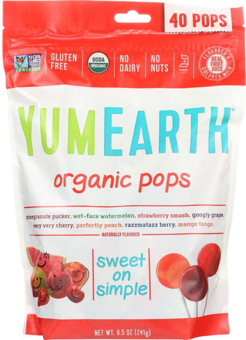 YumEarth was born out of our commitment to feed our families a diet rich in delicious healthful foods that are free of chemicals. YumEarth tastes much better because we choose real fruit extracts and planet friendly ingredients grown on sustainable family farms to sweeten our lives and yours.
Flavors: Pomegranate Pucker, Wet-Face Watermelon, Strawberry Smash, Googly Grape, Very Very Cherry, Perfectly Peach, Razzmatazz Berry, Mango Tango