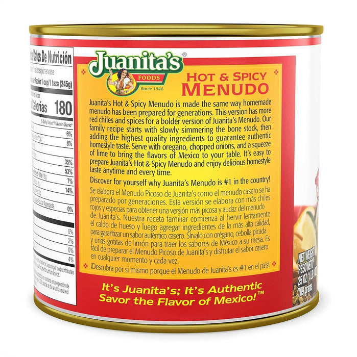 JUANITA'S FOODS: Hot & Spicy Menudo, 25 oz