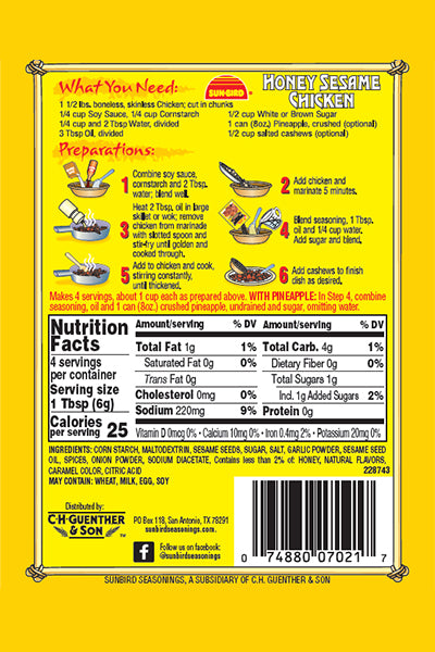 SUNBIRD: Mix Sauce Hny Ssme Chkn, 0.87 oz