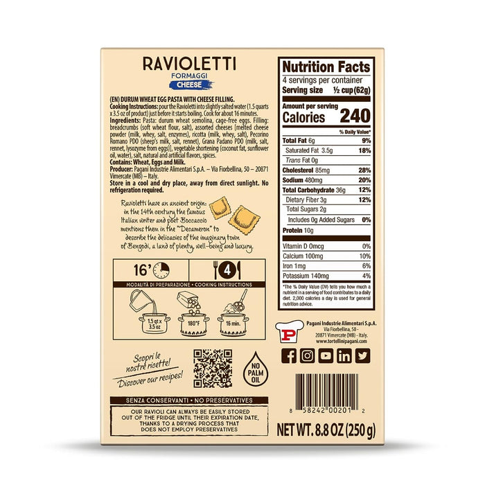 PAGANI: Ravioletti With Cheese, 8.8 OZ