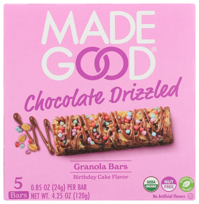 MADEGOOD: Birthday Cake Chocolate Drizzled Granola Bars, 4.2 oz