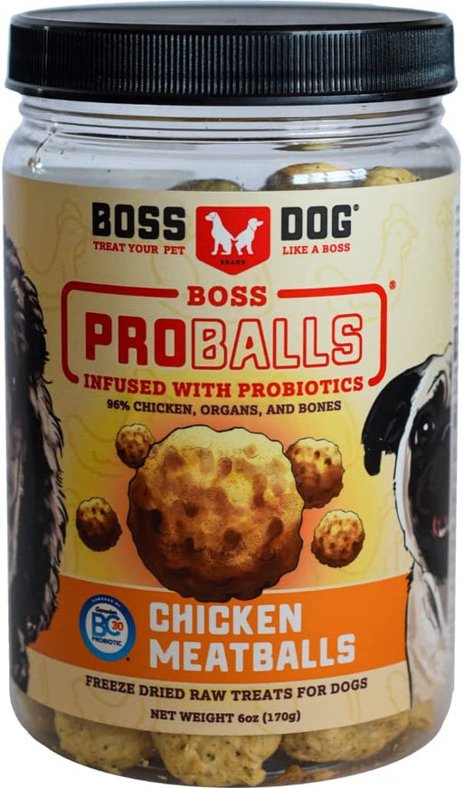 BOSS DOG BRAND INC: Proballs Chicken Meatball Freeze Dried Raw Dog Treat, 6 oz