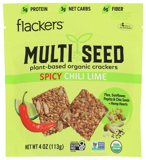 FLACKERS: Multi Seed Crackers Spicy Chili Lime, 4 oz