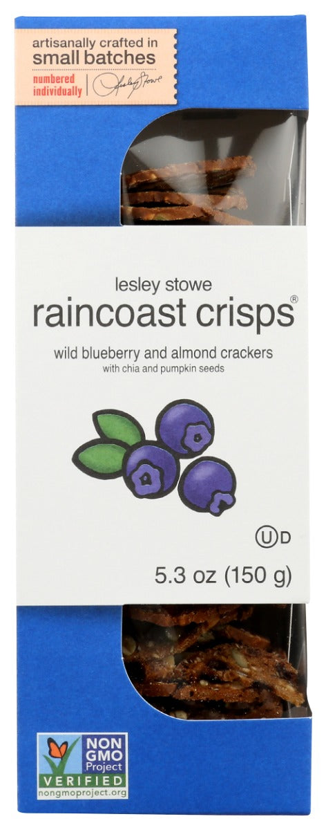 LESLEY STOWE: Wild Blueberry and Almond Crackers, 5.3 oz