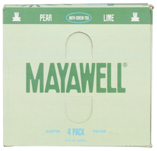 MAYAWELL: Pear Lime Prebiotic Soda 4Pk, 48 fo