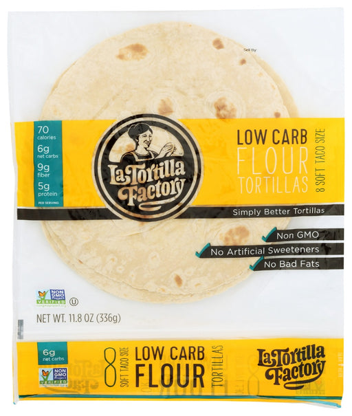 With only 6g net carbs, each of these tortillas is packed with 5g of protein, 36% of your recommended daily intake of fiber, and has only 70 calories. Plus, they're made with unbleached wheat flour and without GMOs or any bad stuff. Who knew downsizing could taste this good?!