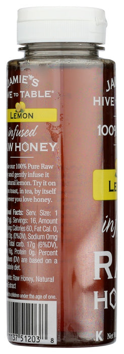 HIVE TO TABLE HONEY FARMS: Lemon Infused Raw Honey, 12 oz