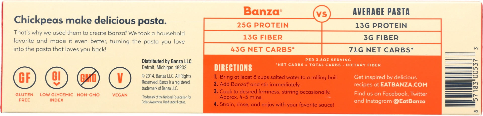 BANZA: Pasta Angel Hair Chickpea, 8 oz