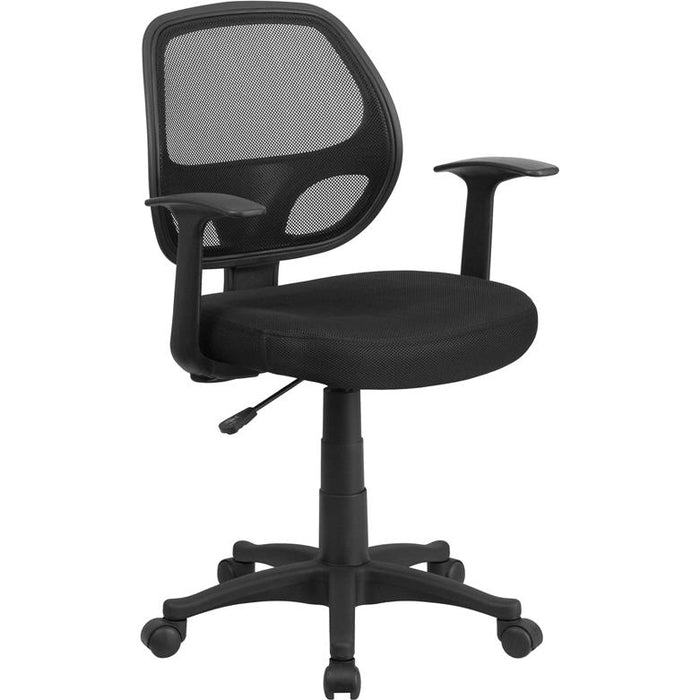 Mid-Back Black Mesh Swivel Ergonomic Task Office Chair with T-Arms - Desk Chair, BIFMA Certified