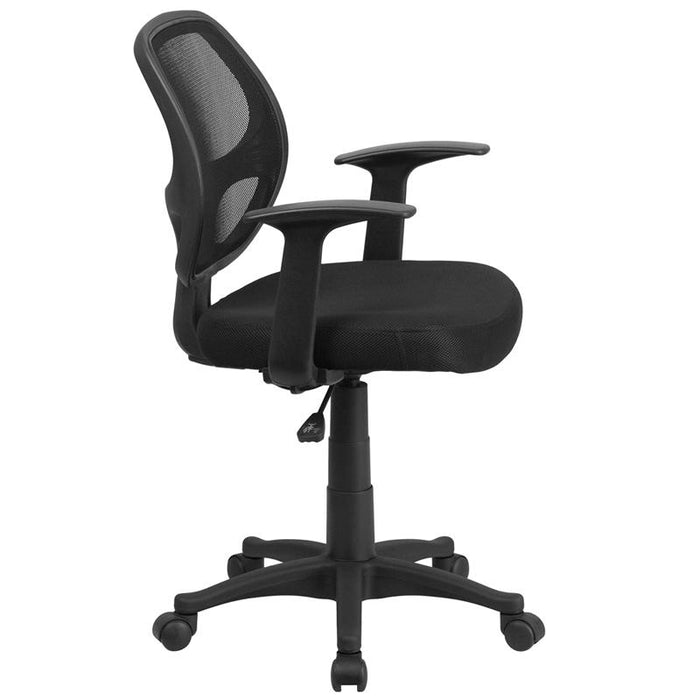 Mid-Back Black Mesh Swivel Ergonomic Task Office Chair with T-Arms - Desk Chair