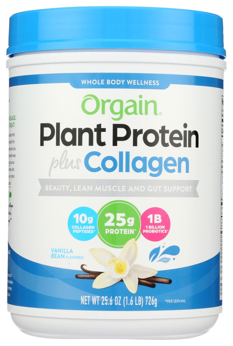 ORGAIN: Plant Protein Plus Collagen Vanilla, 25.6 oz