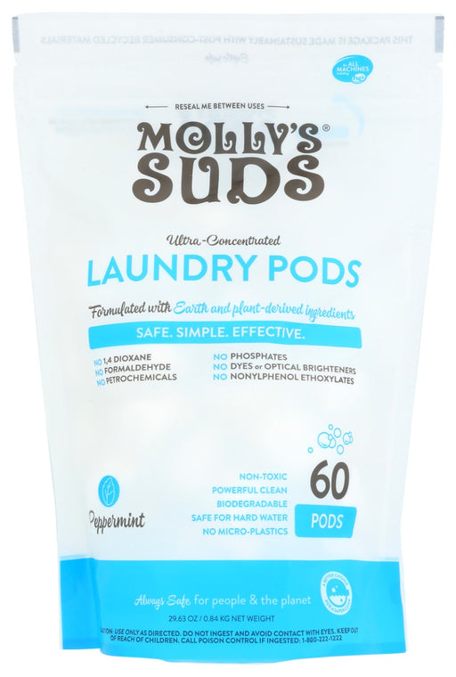 MOLLYS SUDS: Laundry Detergent Pods Peppermint 60Ct, 29.63 oz