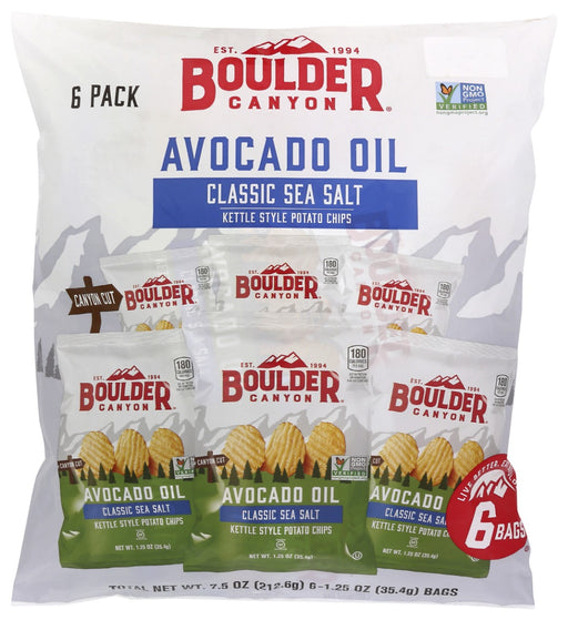 BOULDER CANYON: Avocado Oil Classic Sea Salt Chips 6Pk, 7.5 oz