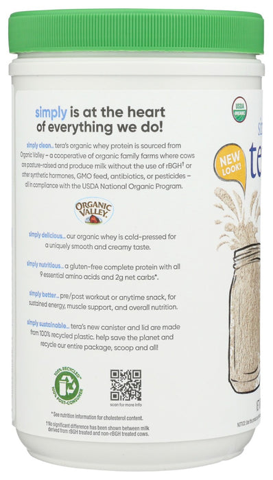 SIMPLY TERAS: Organic Whey Protein Plain Unsweetened, 12 oz