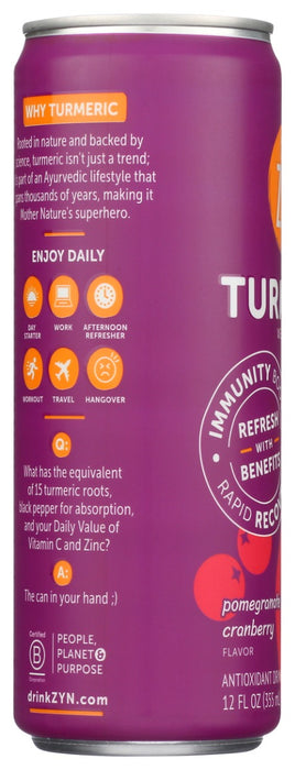 ZYN: Turmeric Wellness Drink Pomegranate Cranberry, 12 fo