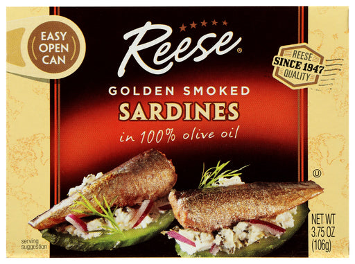 REESE: Golden Smoked Sardines In Olive Oil, 3.75 oz