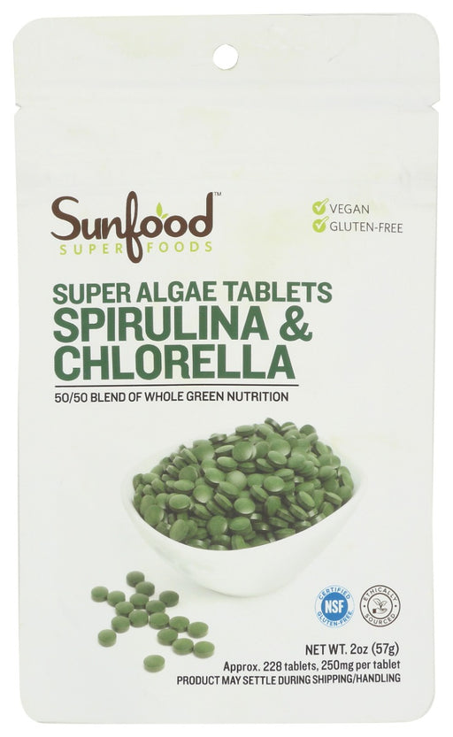 SUNFOOD SUPERFOODS: Spirulina Chlorella Tablets, 2 oz