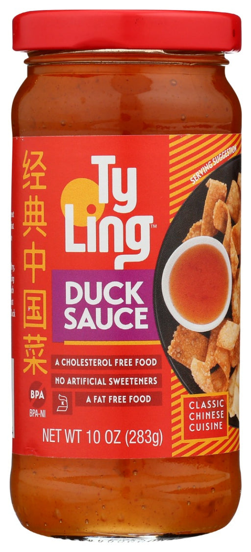 Ty Ling Duck Sauce can be used when stir-frying
your favorite vegetables, or as a delicious dipping
sauce for egg rolls or spare ribs.