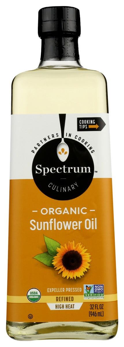 SPECTRUM NATURALS: Organic Sunflower Oil Refined, 32 fo