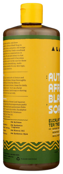 ALAFFIA: Authentic African Black Soap All In One Eucalyptus Tea Tree, 32 fo