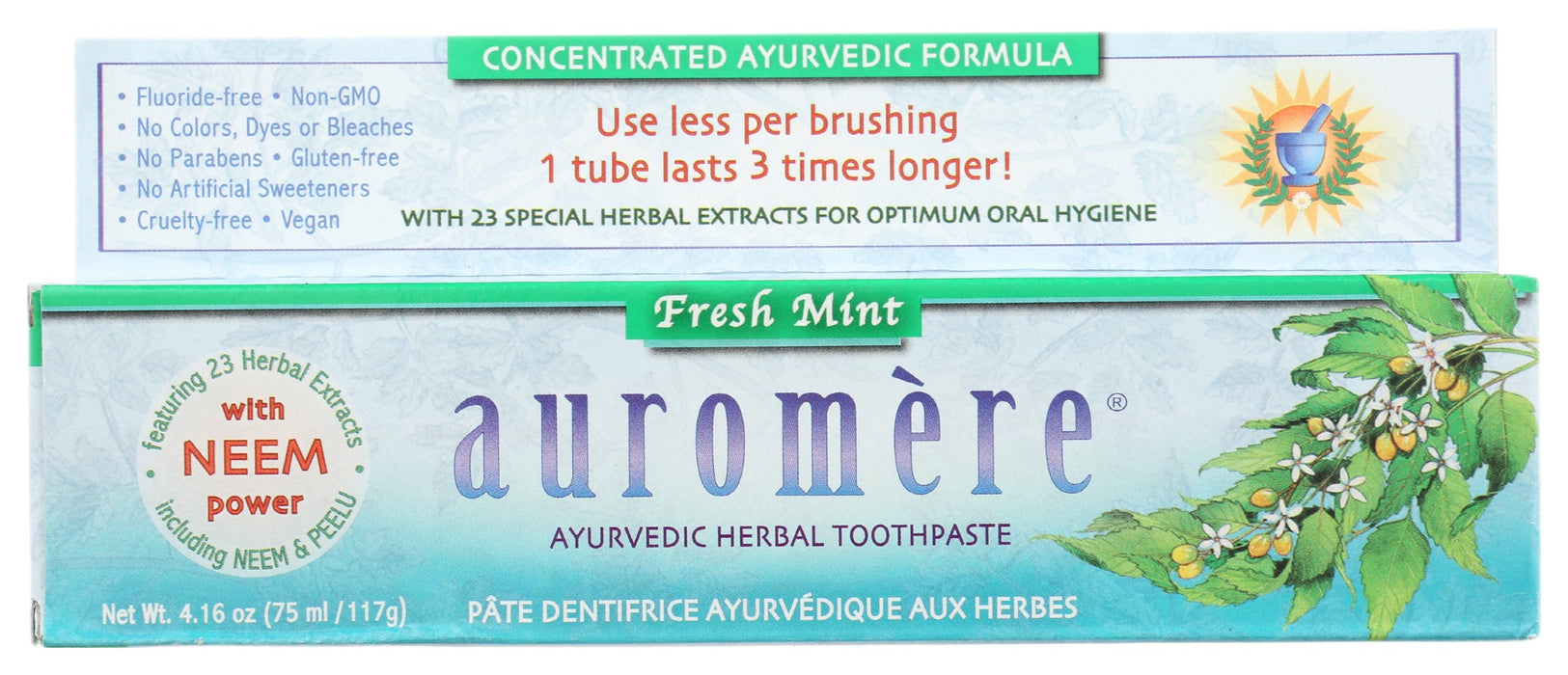 Made from pure mint oils for a refreshingly cool, clean taste.
Contains 23 special herbal extracts for optimum oral hygiene, including Neem and Peelu.
Super concentrated formula! Each tube lasts 3x longer than regular toothpaste.