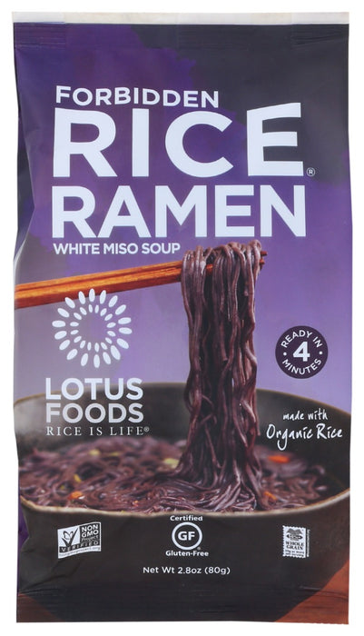 Forbidden Rice® Ramen noodles have a delicious nutty taste and are a natural source of antioxidants (anthocyanins), magnesium, protein, and fiber. Ready to eat in just 4 minutes “ perfect for a quick meal on the go! For a complete meal, add in your favorite protein and veggies.