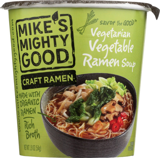 What makes Mike's Mighty Good ramen so good? We make our Vegetarian Vegetable Ramen Noodle Soup using organic ramen noodles that we make from scratch in Woodland, CA each day. This is vegan ramen as you've never had it before. Ridiculously rich broth. Non-GMO. Simple ingredients. Not too salty. Nothing fried - ever! This isn't the instant ramen from college years past. 