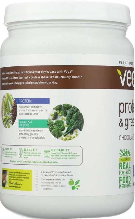VEGA: Protein and Greens Plant Based Protein Powder Chocolate, 18.4 oz