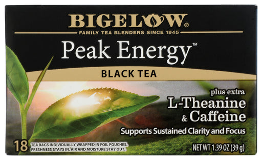 BIGELOW: Peak Energy Plus Extra L Theanine and Caffeine Black Tea 18Bg, 1.39 oz