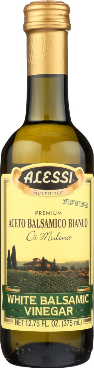 Alessi Foods held the patent for more than 20 years. White balsamic has all the unique notes, nuances and complexities of traditional balsamic, but without the color. Use Alessi White Balsamic Vinegar in salads and white sauces, fish, vegetables or French fries.