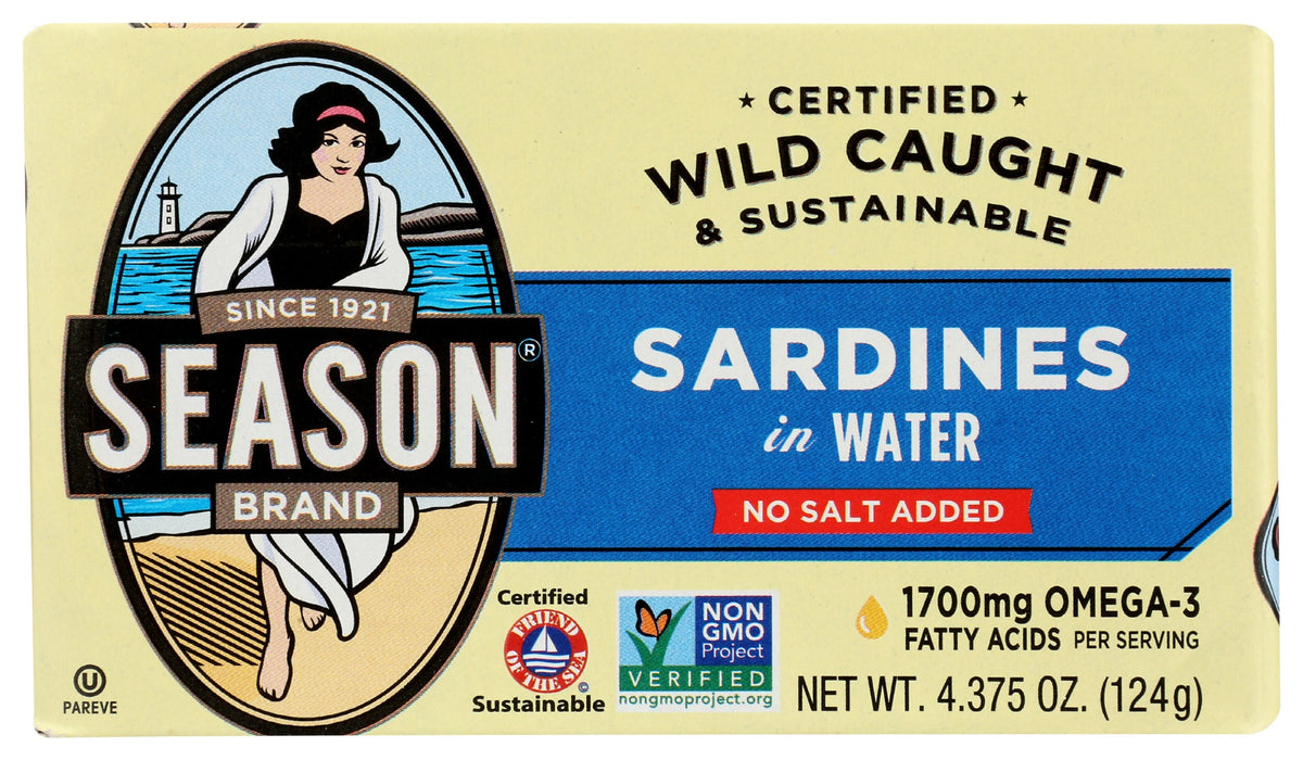 Season Bone-In Sardines have more calcium than an 8-ounce glass of milk! The skin adds even more Omega-3 fatty acids. On top of the nutritious benefits, you barely notice the bones or the skin, given that Season Brand sardine fillets are so meaty and flavorful. Great tasting and sustainably sourced, our bone-in sardines are wild caught in the Atlantic Ocean off the coast of Morocco.