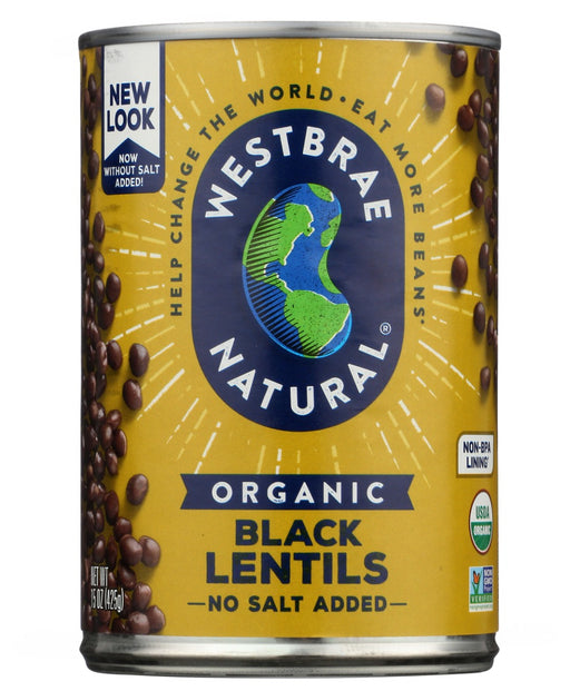 WESTBRAE: Organic Black Lentils No Salt Added, 15 oz