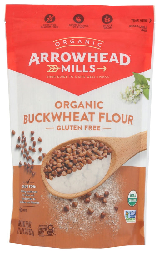 Arrowhead Mills Organic Gluten Free Buckwheat Flour is an good source of fiber. Made from buckwheat berries, this ground flour can be used for an array of international dishes such as soba noodles, blinis, crepes, and pancakes.