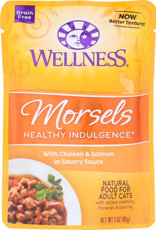 WELLNESS: Healthy Indulgence Morsels Chicken and Salmon Cat Food, 3 oz