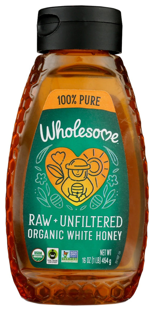 Our Wholesome White Honey Raw &amp; Unfiltered is a pure honey that offers a light sweetness that pairs well with warm biscuits, hard cheeses, or Greek yogurt. It's also excellent for blending into salad dressing, protein shakes and fruit smoothies, and adds natural sweetness to tea and coffee. It retains its beneficial and naturally occurring pollen and propolis, as all its natural hive debris is strained beforehand.