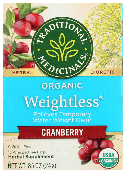 Organic Weightless Cranberry tea relieves temporary water weight gain with complementary herbs like red clover and fennel.*