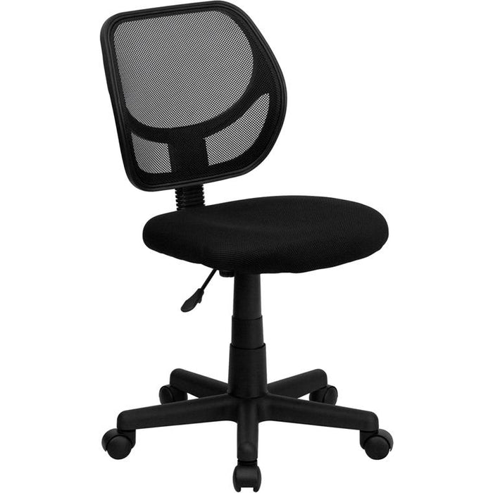 Low Back Black Mesh Swivel Task Office Chair with Curved Square Back