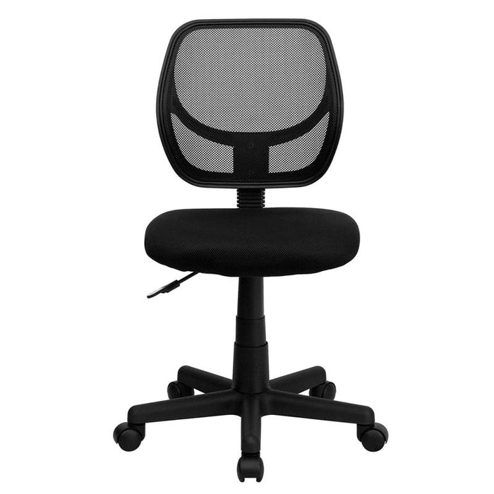 Low Back Black Mesh Swivel Task Office Chair with Curved Square Back